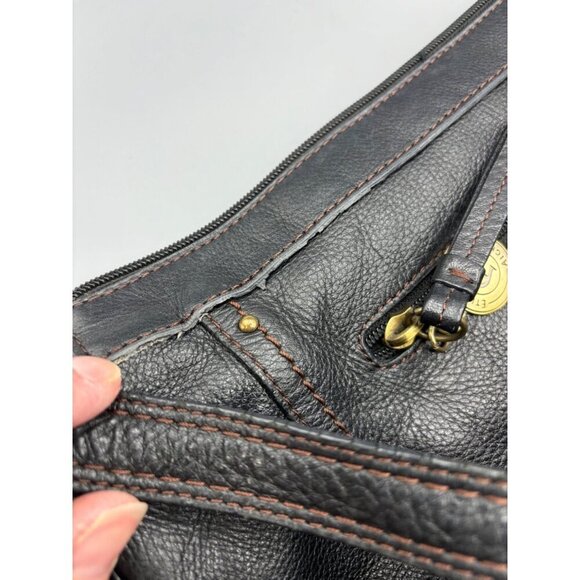 Etienne Aigner Black Leather Shoulder Bag Purse With Adjustable Strap & Front Po - Picture 7 of 7